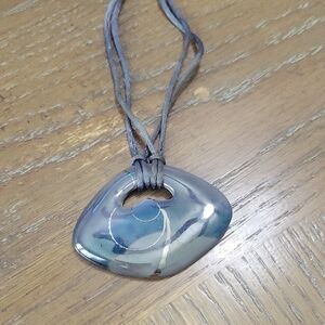 Gray modern Pendant double chord cloth necklace